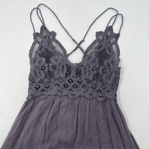 Free People FP One Adella Mini Slip Dress XS Lace Layered Boho Straps Whimsical‎